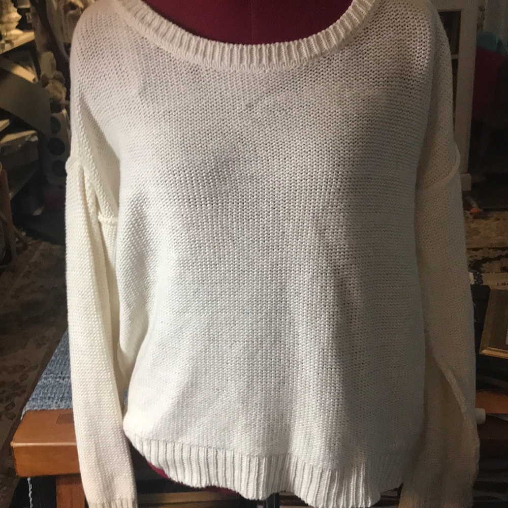 Cream Tear Back Sweater